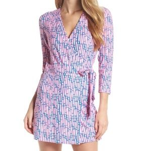 LILLY PULITZER Karlie Pink & Blue Wrap Romper